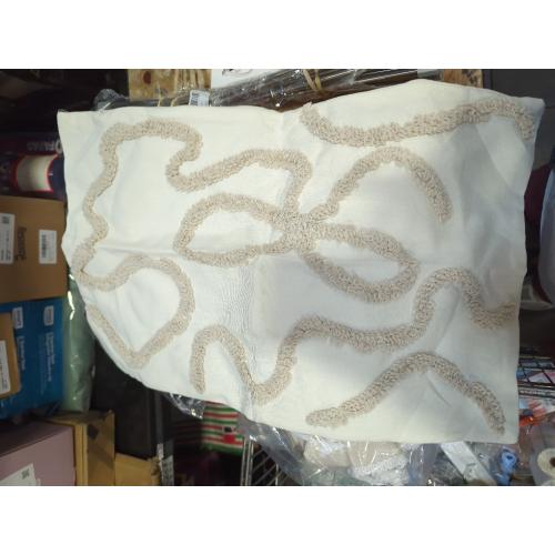 Coquette Bow Tufted Throw Pillow Cover 12x 20, Boho Neutral Linen Pillow Cushion Case