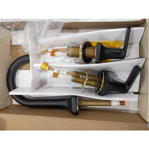 allen   roth Dunmore Matte Black Widespread 2-Handle WaterSense Bathroom Sink Faucet with Drain