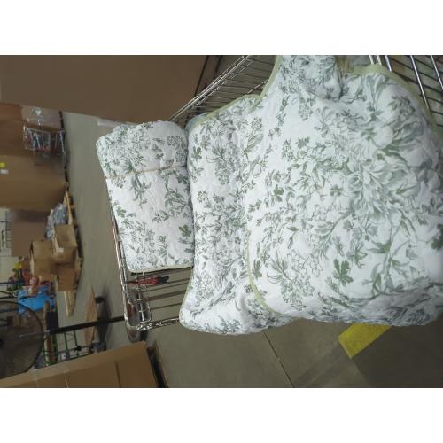 WONGS BEDDING Botanical King Size Quilt, 3 Pieces Bedspread Set, Sage Green | Floral Printed, Microfiber Coverlet, Breathable All-Season, Fits King 110x90, Perfect for Bedroom Guest Room Home Decor