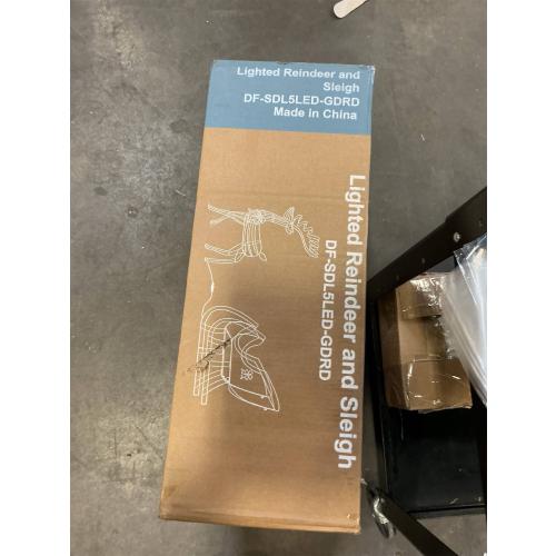 Best Choice Products Lighted Christmas 4ft Reindeer & Sleigh Holiday Outdoor Yard Decoration Set w/ 205 LED Lights, Stakes, Zip Ties - Iridescent