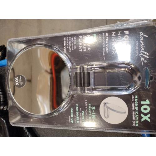 Danielle Creations 5.5-Inch Folding 2-Sided Hand Mirror, 10x Magnification, Acrylic