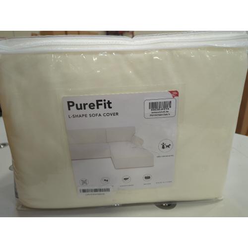 PureFit Super Stretch Sectional Couch Covers, Spandex, Non Slip - 2 pcs Covers with Elastic Bottom for L Shape Sofa, Great for Kids & Pets (3 Seat Sofa   3 Seat Chaise, Ivory)