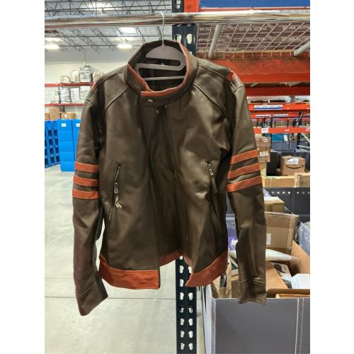 Size XXL Men's Faux Leather Jacket Brown Moto Motorcycle Bomber Punk Fashion Slim Fit Coat