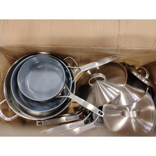 GreenPan Valencia Pro Tri-Ply Stainless Steel 9 Piece Cookware Set, Induction Ready Pots & Pans, Mirror Finish, Dishwasher & Oven/Broiler Safe to 600F, Compatible with All Cooktops‼️light dirt‼️