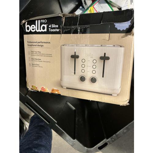 bella 4 Slice Toaster, 6 Setting Shade Control with Reheat & Cancel Buttons, Removable Crumb Tray, Anti Jam & Auto Shutoff, 900 Watt, Oatmilk