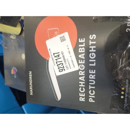 2 Pack Picture Lights for Wall, Rechargeable LED Picture Light Battery Operated with Remote, Dimmable Poster Light for Paintings, Portraits, Art Frames, Display Lighting for Wall Decor,Black