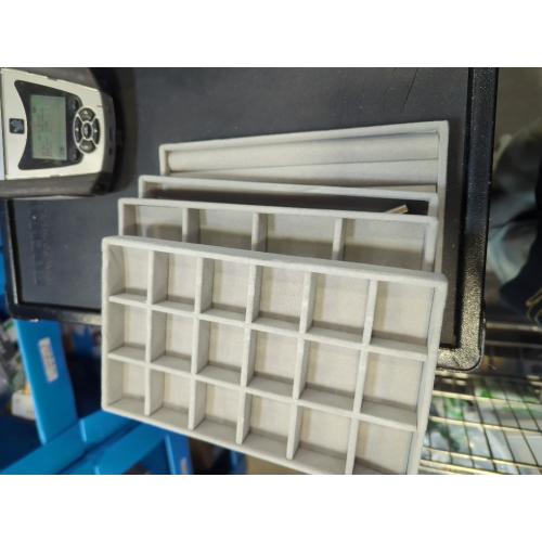 Grey 4 Pack Lainrrew Jewelry Tray, 4 Pack Jewelry Organizer Velvet Jewelry Tray Stackable Jewelry Trays, Necklace & Earring Holder, Divided Bracelet & Ring Storage- Elegant Display Case (Gray)