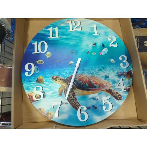 Outdoor Clocks Waterproof Outdoor Coastal Beach Ocean Wall Clocks for Patio Pool Garden Home Decor(14 Inch,Blue,Sea Turtle)