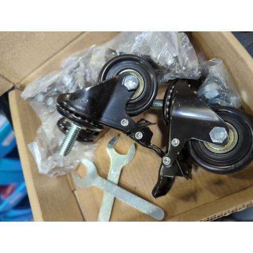 2 Stem Caster Wheels with Safety Dual Locking 600Lbs Heavy Duty Threaded Stem Casters No Noise Swivel Castors with Brakes 3/8- 16 x 1 (Set of 4)