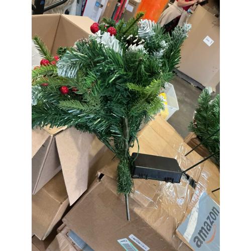 Set of 2 Christmas Planter/Urn Fillers Outdoor Front Porch, Artificial Prelit Christmas Tree with Remote, Holiday Pot Fillers with Timer, Multi-Color Lights, Outdoor Christmas Decorations Yard