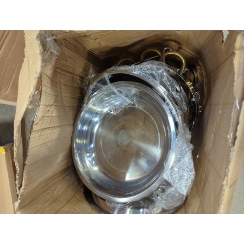 6QT Gold Chafing Dishes for Buffet, 304 Stainless Steel Food Pan with Lid, Round Chafing Dish Buffet Set of 4 Pack Food Warmer, Food Warmers for Parties Buffet Catering Events Dinners