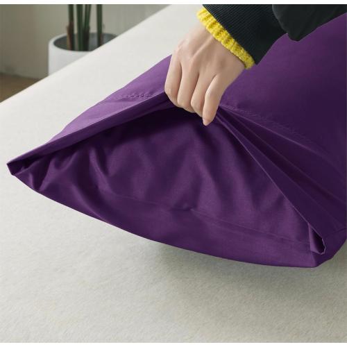 SHOUREN Cotton Body Pillow Insert - Soft Long Bed Pillow for Adults - 20 x 54 inch-White & Ultra Soft Microfiber Pillowcases, Breathable Long Pillow Case, Envelope Closure - Purple (20x54 inch)