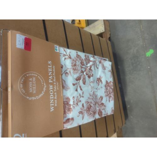 2pc Moss & Willow Window Panels With Back Tabs & Rod Pockets 37 x 84