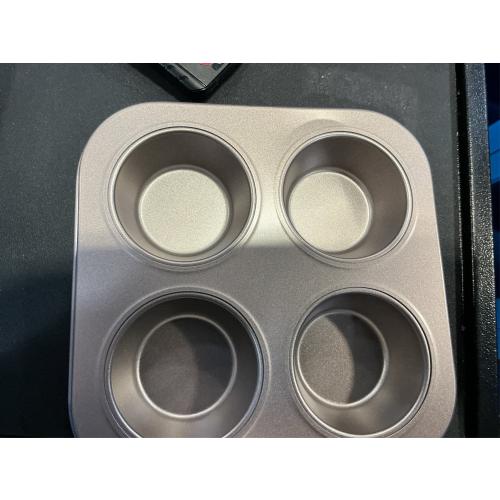 4 Cup Muffin Pan Baking Tray- Non-Stick Cupcake Tin Mold - Carbon Steel Cake Mould For Home, Cafe Bar and Restaurant(champagne)