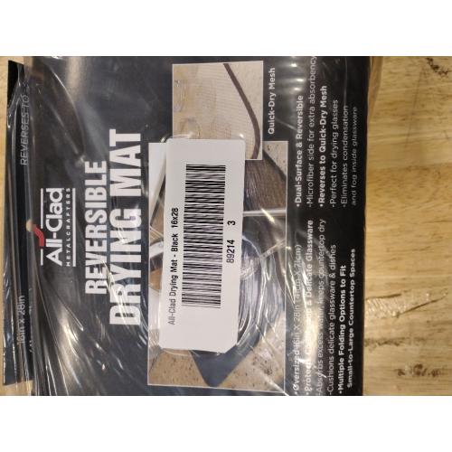 All-Clad Premium Reversible Dish Drying Mat for Kitchen: 16 x 28 Ultra-Absorbent, Long-Lasting, No Condensation, and Oversized for Large Pots and Pans - 3 Pack, Black