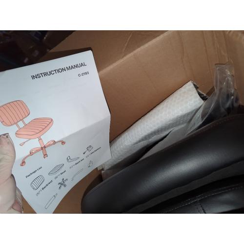 DUMOS Armless Office Desk Chair, Small Height Adjustable Computer Task Chair with Low Back Lumbar Support and 360° Swivel Rolling Wheels for Small Space, Kids and Adults, Dark Black