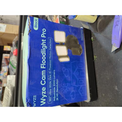 Wired Outdoor Wi-Fi Floodlight Pro Home Security Camera with 2K resolution, App and Voice Control, Black