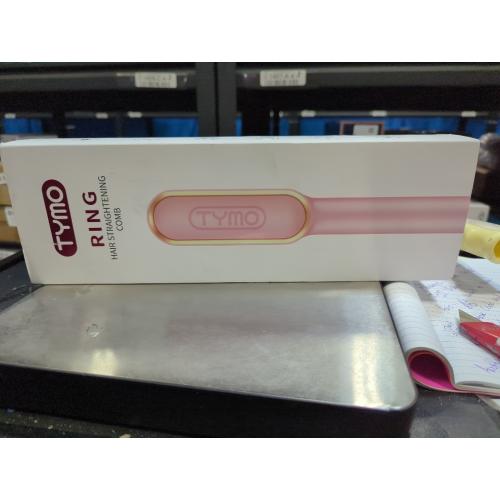 Hair Straightener Brush, TYMO Ring Hair Straightener Comb Straightening Brush for Women with 5 Temps 20s Fast Heating & Dual Voltage, Pink