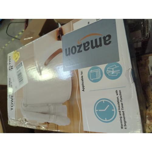 SAMEAT Heated Towel Warmers for Bathroom - Large Towel Warmer Bucket, Wood Handle, Auto Shut Off, Fits Up to Two 40X70 Oversized Towels, White