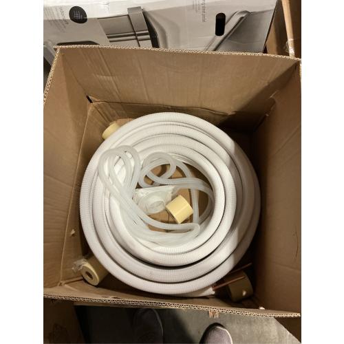 50ft Length Mini Split Line Set 1/4 3/8 OD Copper Pipes Tubing and 3/8 White PE Thickened Insulated with Flared Nuts for Mini Split Air Conditioner HVAC or Heat Pump for 9000BTU (1/4 3/8 with wires)