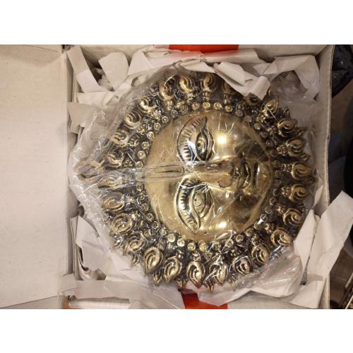 StonKraft Brass Wall Hanging Sun Face Idol | Surya Dev Bhagwan Metal Wall Decor | Art Sculpture for Home & Office Decor for Positivity, House Warming Gift – 6.25 Inches, Golden