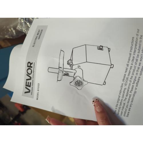 VEVOR Commercial Electric Meat Grinder, 7 lbs/min Capacity, #12 Industrial Meat Mincer with 2 Stainless Steel Blades, 2 Grinding Plates, 850W Heavy-Duty Sausage Maker Stuffer, for Kitchen, Restaurant