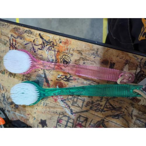 2 Pack Bath Body Brush Long Handle Back Shower Brush Exfoliating Back, Body, and Feet Scrubber Soft Nylon Bristles (Blue & Green)