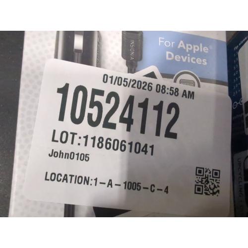 Insignia™ - 17 W Apple MFi Certified 9' Vehicle Charger for iPhone/iPad/iPod - Black