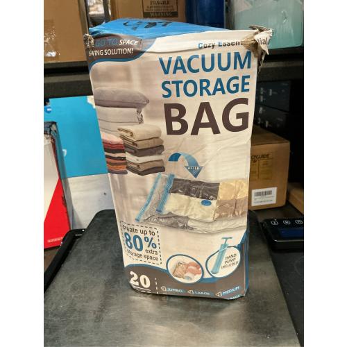 20 Pack Vacuum Storage Bags, Space Saver Bags (4 Jumbo/4 Large/4 Medium/4 Small/4 Roll) Compression for Comforters and Blankets, Sealer Clothes Storage, Hand Pump Included