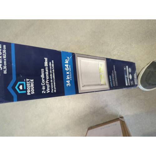 Project Source 2-in Slat Width 34-in x 64-in Cordless White Vinyl Room Darkening Plantation Blinds