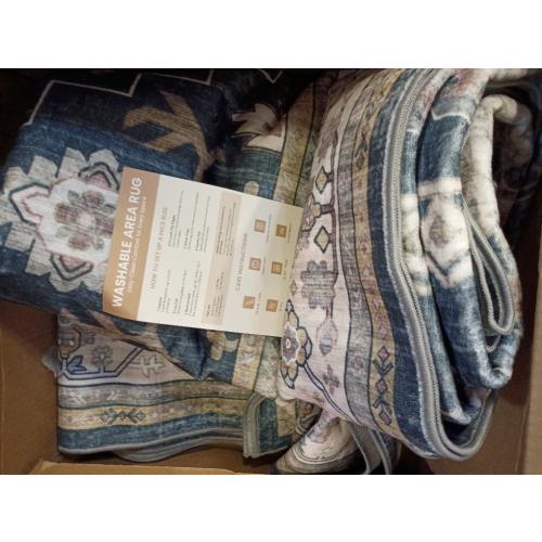 AMADA HOMEFURNISHING 8x10 Washable Area Rug, Low-Profile Large Area Rug with Non-Slip Backing & Durable Edge Binding, Vintage Large Rugs for Living Room, Bedroom, Dining Room