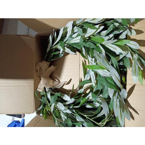 Olive Wreath, Artificial Olive Floral Teardrop Faux Green Olive Garland Fake Olive Easter Holiday with Bow Realistic Olive Home Wedding Arch Party Home Wall Garden Decorations (B)
