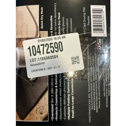 All-Clad Premium Reversible Dish Drying Mat for Kitchen: 16 x 28 Ultra-Absorbent, Long-Lasting, No Condensation, and Oversized for Large Pots and Pans - 2 Pack, Pewter