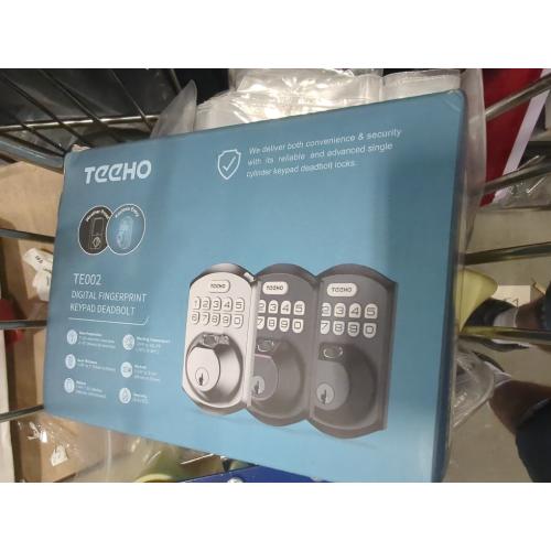 Color Silver TEEHO TE002 Fingerprint Door Lock - Keyless Entry Door Lock - Electronic Keypad Deadbolt - Smart Locks for Front Door - Auto Lock - Easy Installation - Satin Nickel