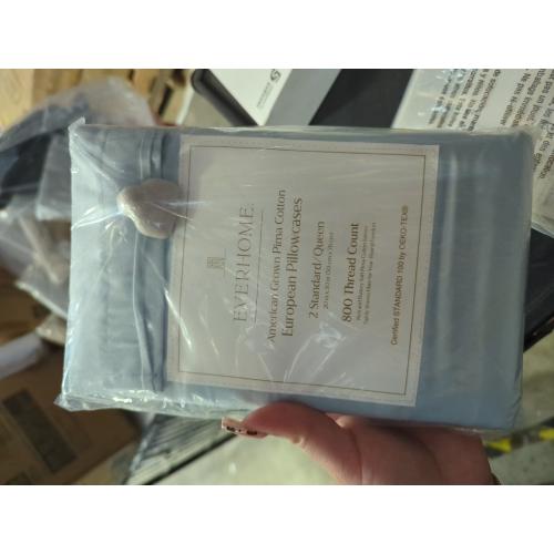 Everhome PimaCott Sateen 800-Thread-Count Standard Pillowcases in Skyway (Set of 2)