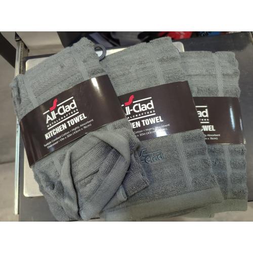 All-Clad Solid Kitchen Towel: Highly Absorbent, Super Soft Long Lasting - 100% Cotton, 17x30 Tea Towel for Cleaning & Drying Dishes, Pans, Glassware, or Countertops, (3-Pack), Pewter