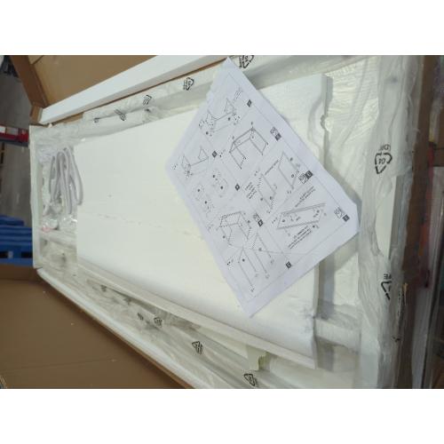 Lufeiya White Computer Desk with Power Outlet, 40 inch Simple Teen Study Table Home Office Work Writing Desks with Charging Station Outlets USB Port Built in, Storage Pocket，White