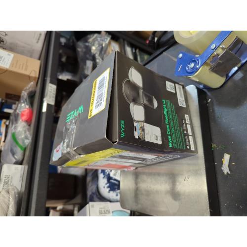 Wired Outdoor Wi-Fi Floodlight v2 Home Security Camera with 2K Video, Color Night Vision, Motion Activated LEDs - Black