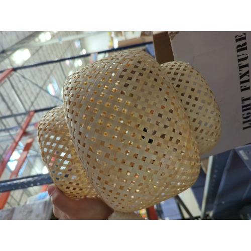 Plug in Pendant Light Rattan Hanging Lights with Plug in Cord Bamboo Hanging Lamp Dimmable,Handmade Woven Boho Wicker Basket Lamp Shade,Plug in Ceiling Light Fixture for Living Room Bedroom Kitchen