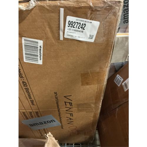 30x30 Stainless Steel Range Backsplash with Stove & Range Hood - Wall Mount Kitchen Back Panel with Storage Shelf & Knife Rack, Pre-Drilled Holes, Easy to Clean & Install