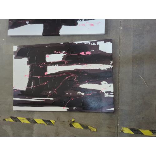 Art 3 Panels Black, White, and Pink Abstract Canvas Wall Art Prints 3D Textured Painting for Living Room (Medium)