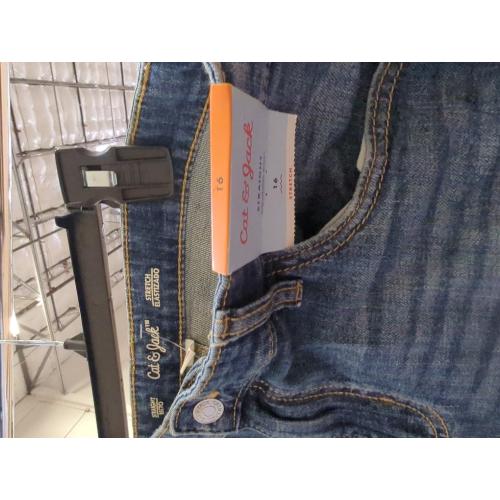 Boys Stretch Straight Fit Jeans - Cat & Jack Medium Blue 16: Denim, Adjustable Waistband, Mid Rise