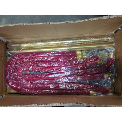6PCS Gold Stanchions Posts with 4PCS 5 ft Red Velvet Rope, Red Velvet Rope Stanchion Set Crowd Control Barriers, Stanchions and Velvet Ropes Red Carpet Poles for Party Supplies