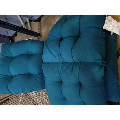 QILLOWAY Outdoor Chair Cushion for Patio Furniture, Waterproof Patio Cushions Set of 2 with Ties, Fade Resistant Replacement Pads for Outdoor Rocking Chairs,Peacock Blue