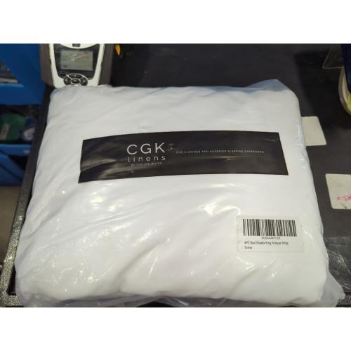 White King Size 4 Piece Sheet Set - Comfy Breathable & Cooling Bed Sheets Set - Hotel Luxury Bedding for Women, Men, Kids, Teens, Boys & Girls - Deep Pockets, Soft, Wrinkle Free - Oeko-Tex - Antique White