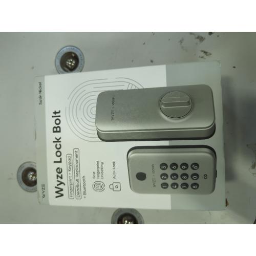 Satin Nickel Wyze Auto-Lock Bolt, Fingerprint Keyless Entry Door Smart Bluetooth Deadbolt Replacement, Backlit Keypad, IPX5 Weatherproof, in-App History and Scheduled Access, BHMA, UL 20-Min Fire Rated