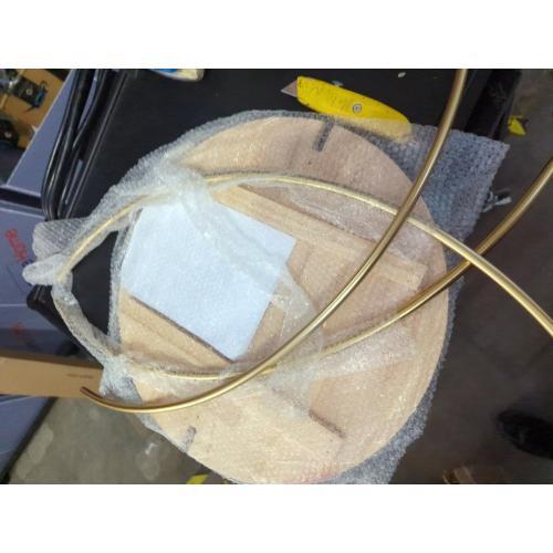 Wedding Cake Stand 16in Wood Base with Golden Metal Floral Hoop Centerpiece & Screws, Cake Display Stand for 3 Tiered Cakes, Cupcakes & More