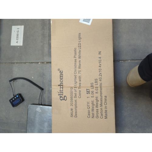 Glitzhome Set of 3 Lighted Christmas Cone Trees, Xmas Decorative Conic Tree Set with 75 Warm White LED Lights, Indoor & Outdoor Lighted Decorations for Lawn Yard Garden Party