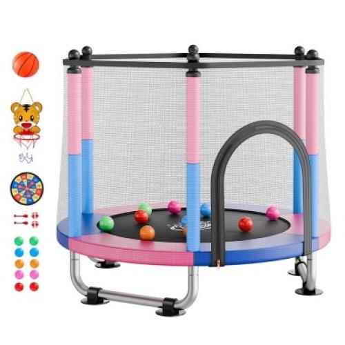 Happin® 55’’ Trampoline for Kids with Safety Enclosure, Indoor & Outdoor Toddler Trampoline, Ultra Safe Design with Multi Activity Accessories, Perfect Toddler Gift for Boys & Girls Ages 1–8