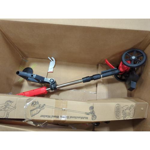 RED AND BLACK Electric Weed Wacker Eater Battery Powered, Cordless Weed Trimmer with 21V Battery Operated & Charger & 5 Types Blades, No-String Brush Cutter/Lawn Edger/Grass Trimmer for Garden Yard